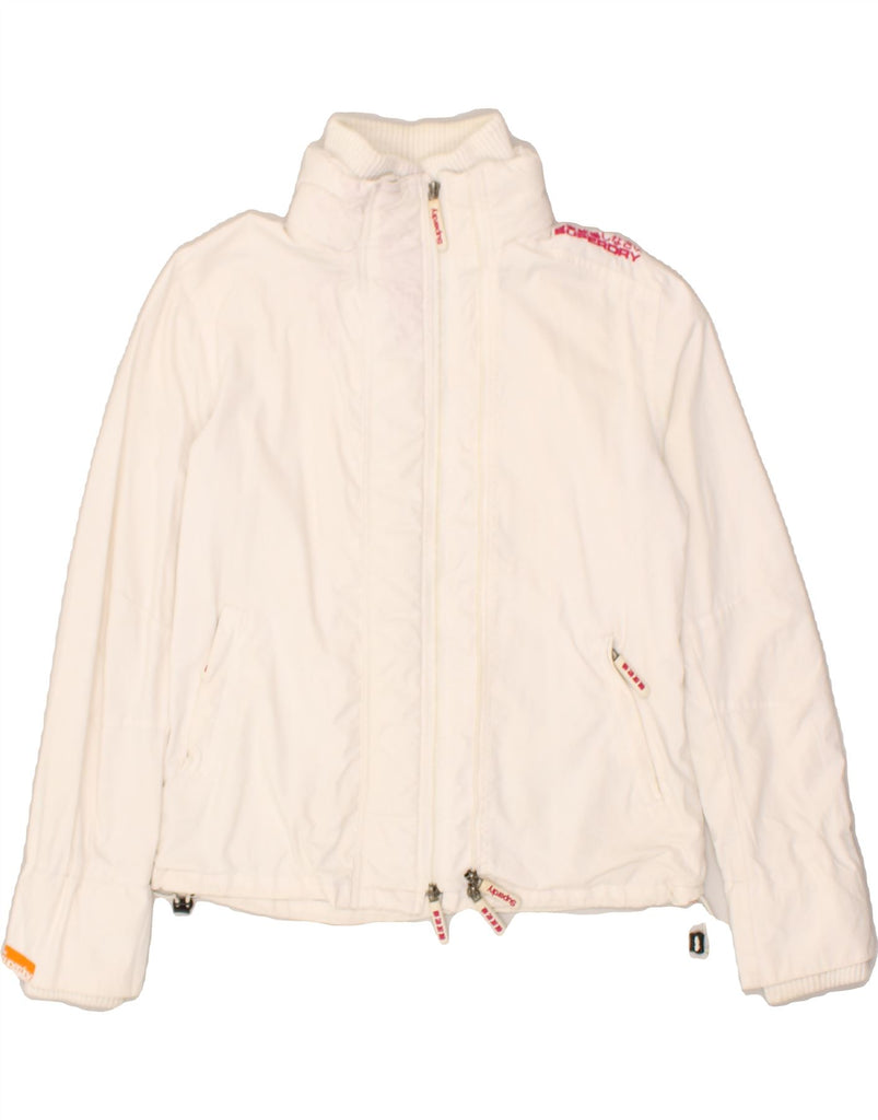 SUPERDRY Womens Windbreaker Jacket UK 18 XL Off White Nylon | Vintage Superdry | Thrift | Second-Hand Superdry | Used Clothing | Messina Hembry 