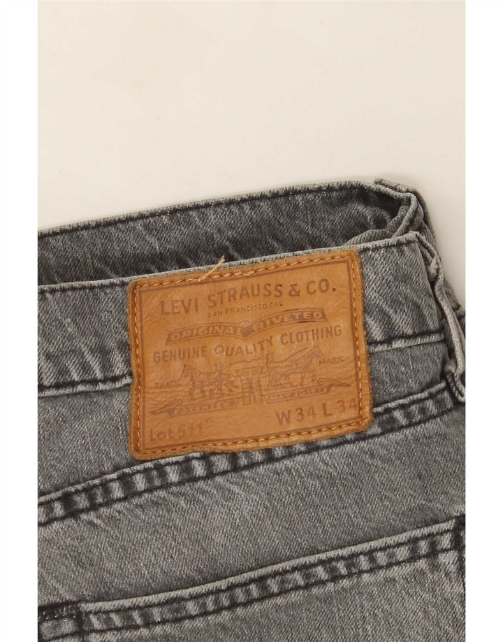 Levi's Mens 511 Slim Jeans W34 L34 Grey Cotton