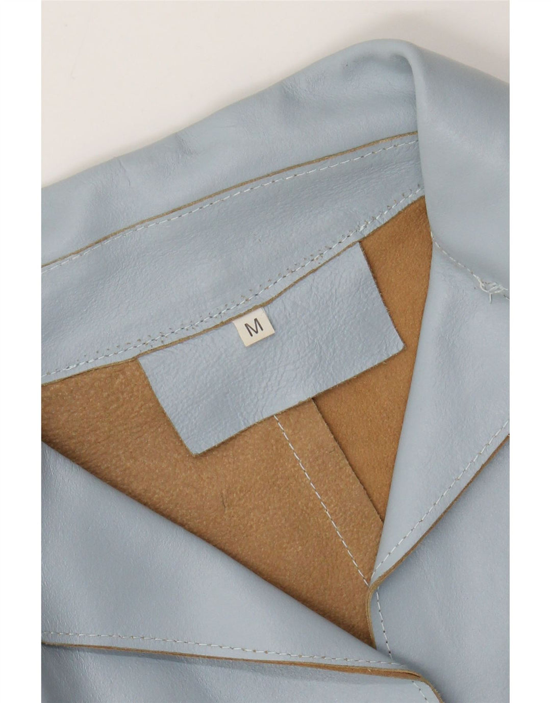 VINTAGE Womens 2 Button Leather Blazer Jacket UK 12 Medium Blue