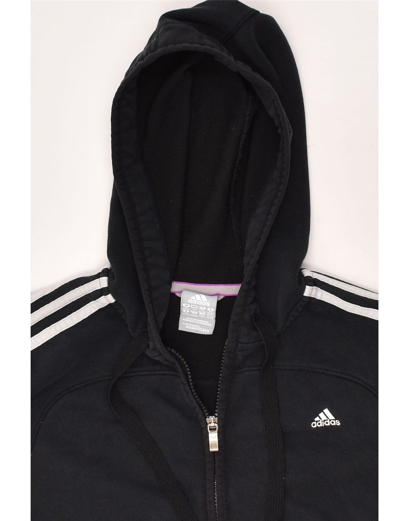 ADIDAS Womens Zip Hoodie Sweater UK 12/14 Medium Black Cotton | Vintage Adidas | Thrift | Second-Hand Adidas | Used Clothing | Messina Hembry 