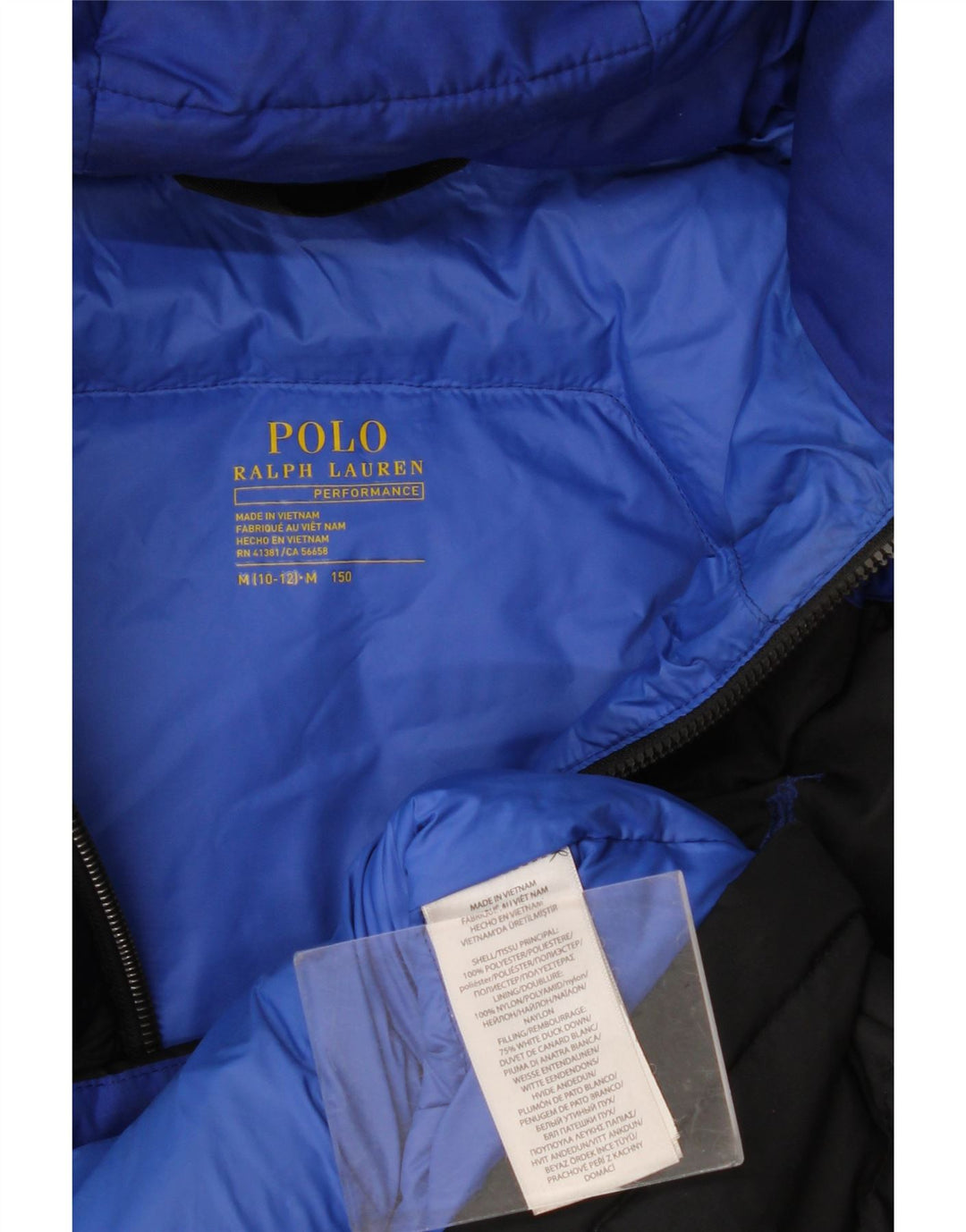 Polo Ralph Lauren Boys Padded Jacket 10-11 Years Medium Black Colourblock