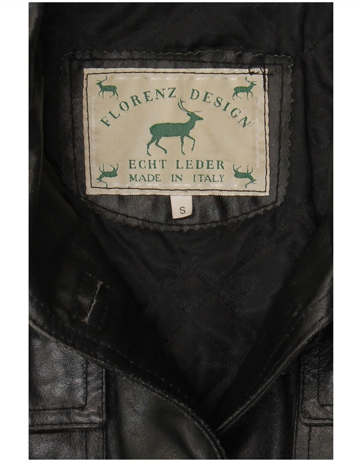 Vintage Womens Leather Jacket UK 10 Small Black Leather