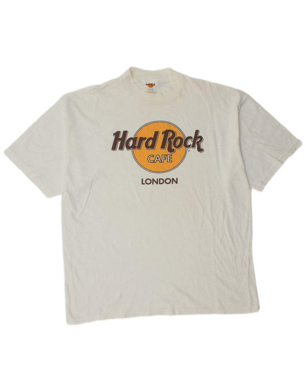 Hard Rock Cafe Mens London Graphic T-Shirt Top Large White Cotton