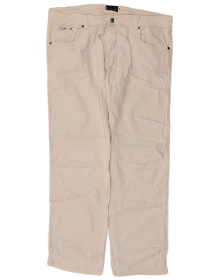 Calvin Klein Mens Straight Jeans  W38 L30 White Cotton
