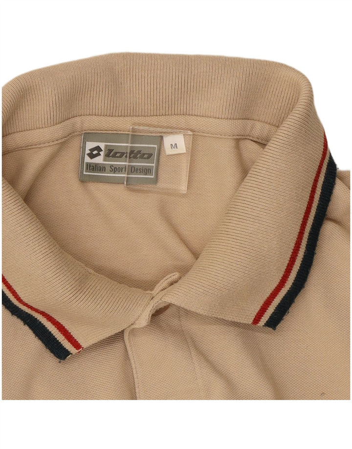 Lotto Mens Long Sleeve Polo Shirt Medium Beige Cotton