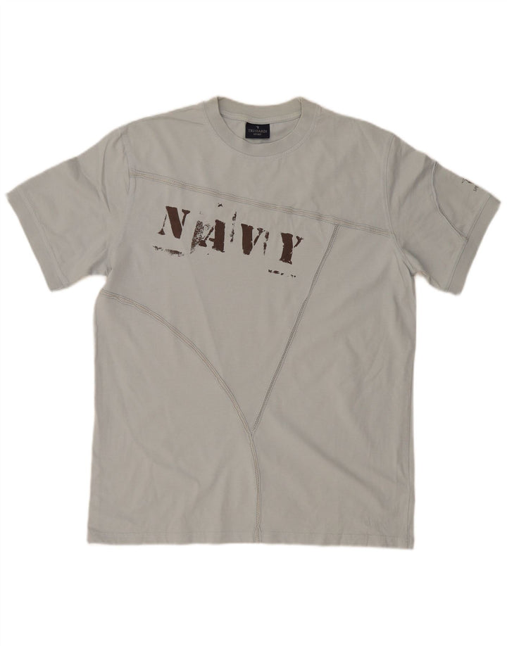 TRUSSARDI Mens Graphic T-Shirt Top XL Blue Cotton