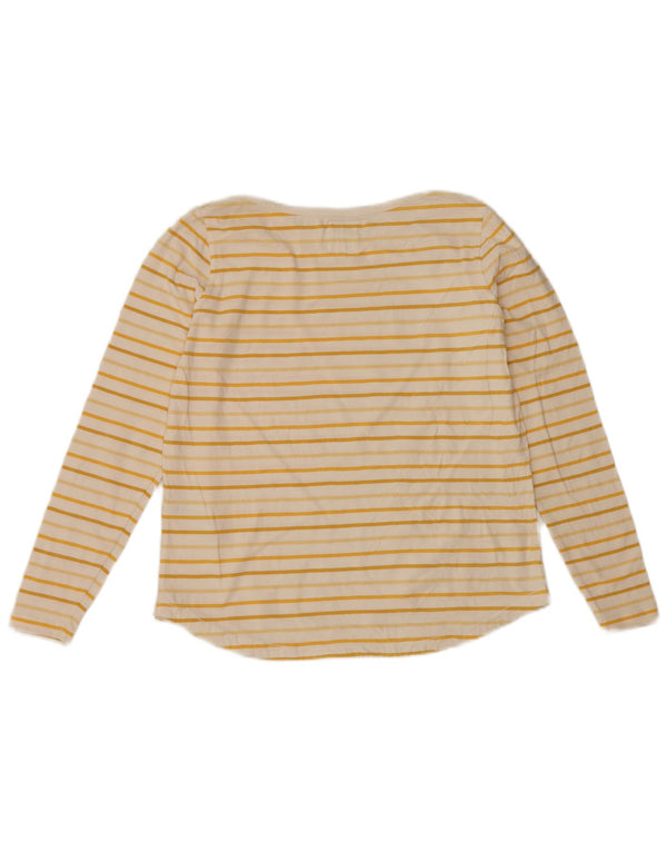 Fat Face Womens Top Long Sleeve UK 10 Small Yellow Striped Cotton