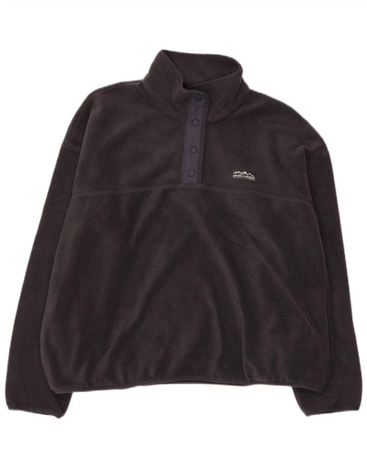 PULL & BEAR Mens Button Neck Fleece Jumper Medium Grey Polyester