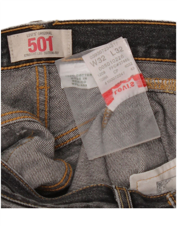 LEVI'S Mens 501 Straight Jeans W32 L32 Black Cotton