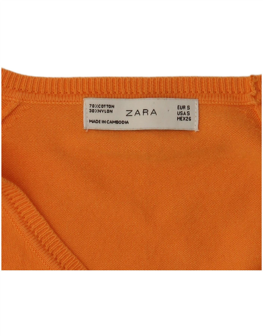 Zara Womens Cardigan Sweater UK 10 Small Orange Cotton
