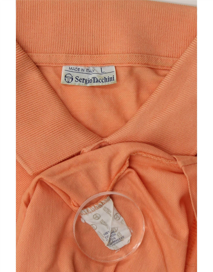 Sergio Tacchini Mens Polo Shirt Large Orange Cotton