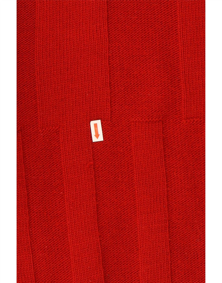 Lacoste Mens Crew Neck Jumper Sweater Size 4 Medium Red Wool