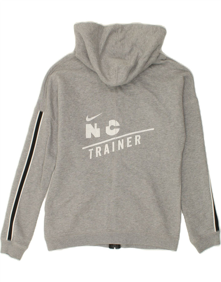 NIKE Womens Graphic Zip Hoodie Sweater UK 14 Medium Grey Cotton Vintage Nike and Second-Hand Nike from Messina Hembry 