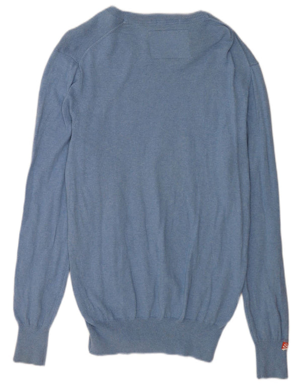 Superdry Mens Boat Neck Jumper Sweater Large Blue Cotton