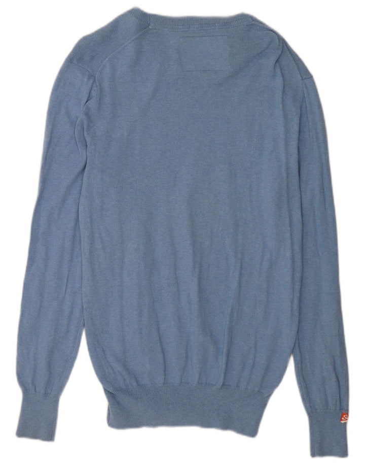 Superdry Mens Boat Neck Jumper Sweater Large Blue Cotton