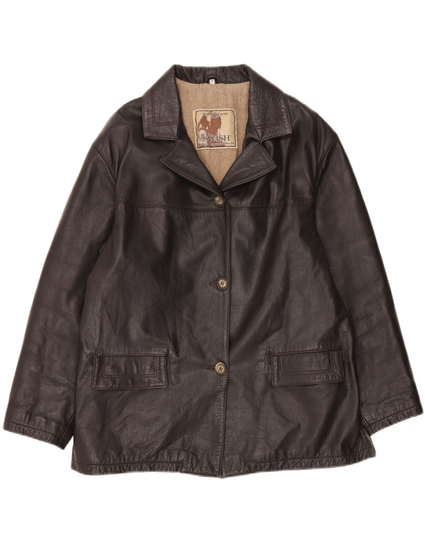 Swish Womens Oversized Leather Jacket UK 14 Medium Brown Leather
