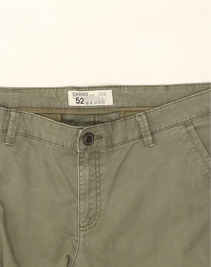 OVS Mens Slim Cargo Trousers IT 52 XL W37 L29  Green Cotton | Vintage OVS | Thrift | Second-Hand OVS | Used Clothing | Messina Hembry 