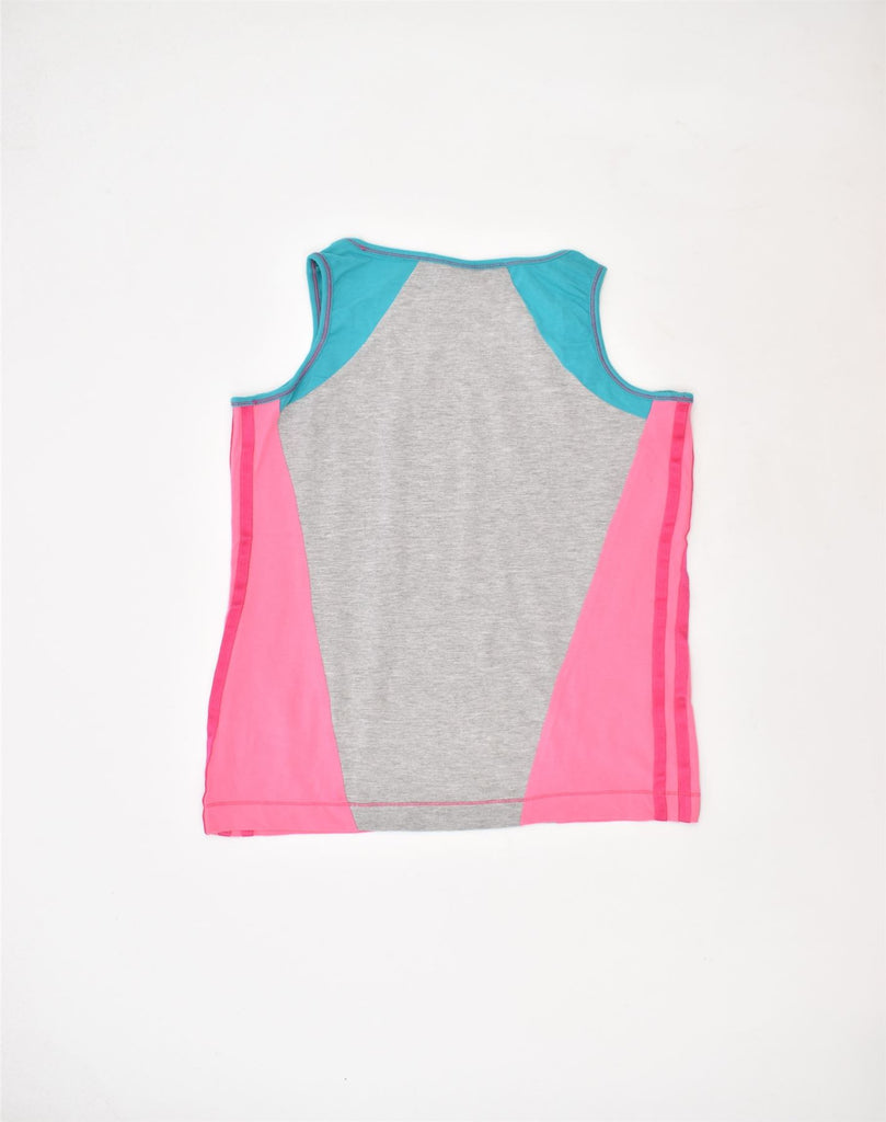 ADIDAS Girls Vest Top 13-14 Years Grey Colourblock Cotton | Vintage | Thrift | Second-Hand | Used Clothing | Messina Hembry 