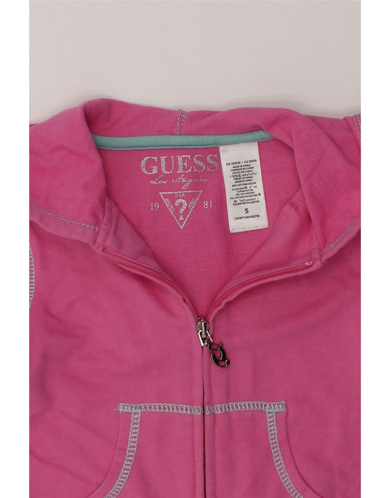 GUESS Girls Graphic Zip Hoodie Sweater 4-5 Years Pink Cotton | Vintage Guess | Thrift | Second-Hand Guess | Used Clothing | Messina Hembry 