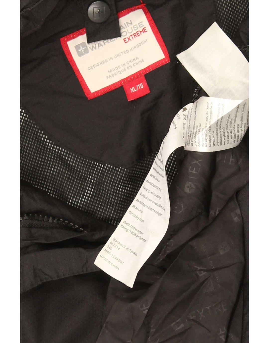 Mountain Warehouse Mens Rain Jacket UK 42 XL Black Polyester