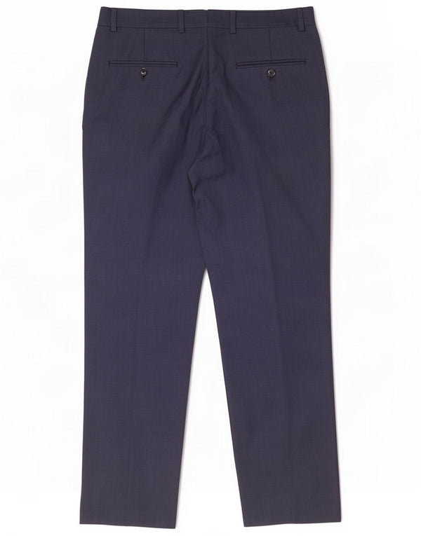 Tommy Hilfiger Mens Straight Suit Trousers W33 L30 Navy Blue Wool