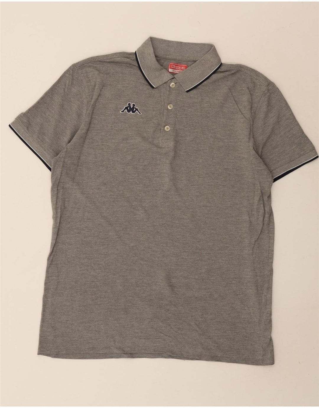 Kappa Mens Polo Shirt 2XL Grey Striped Cotton