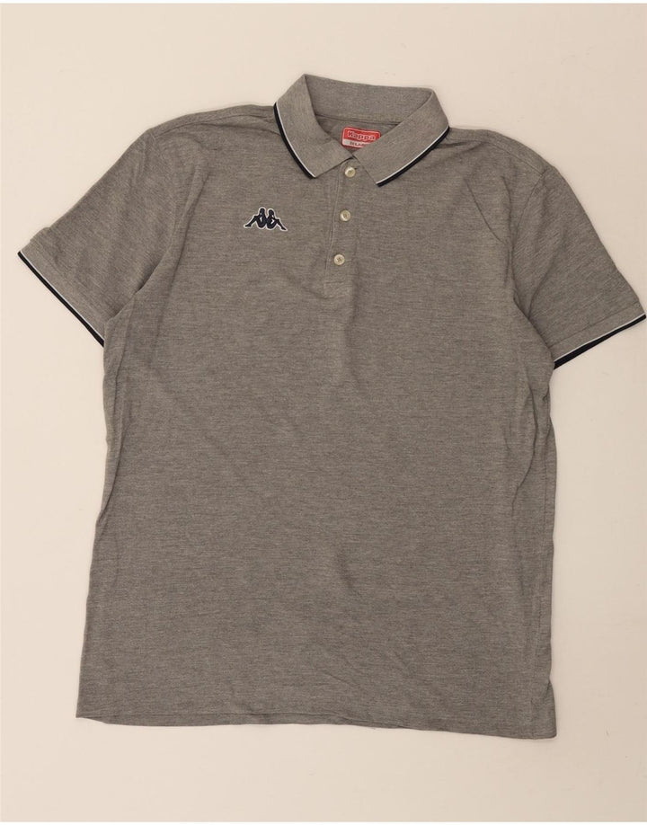 Kappa Mens Polo Shirt 2XL Grey Striped Cotton