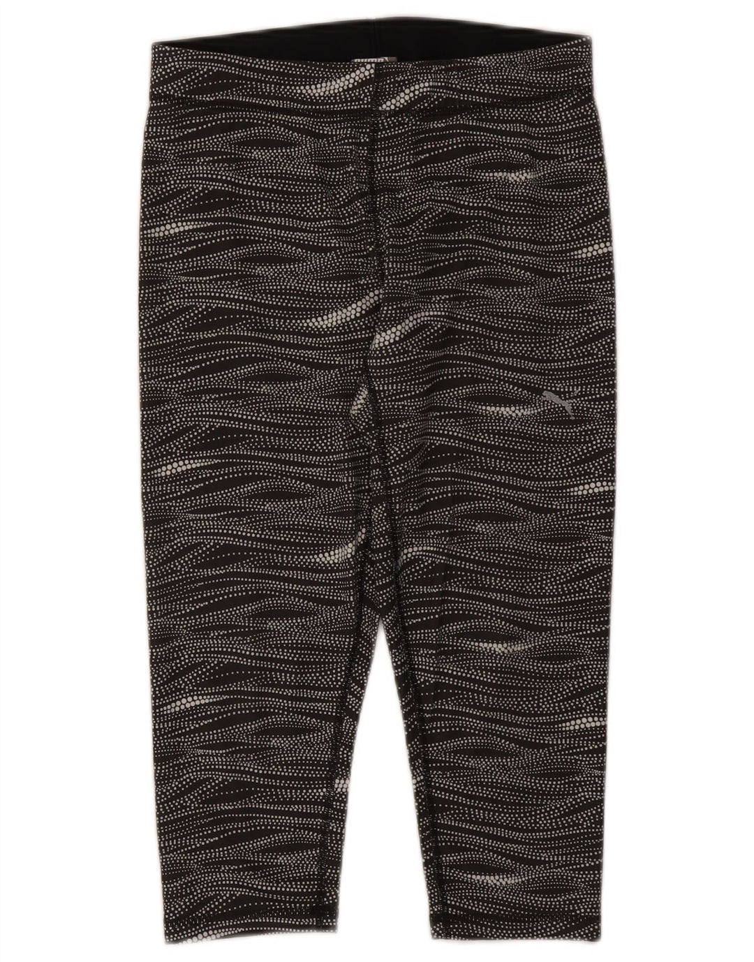 Puma Womens Capri Leggings UK 14 Medium Black Striped Polyester