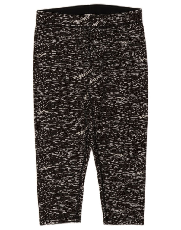 Puma Womens Capri Leggings UK 14 Medium Black Striped Polyester