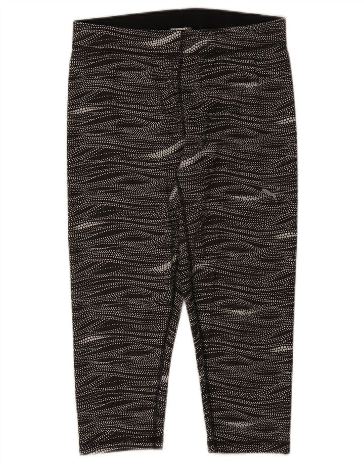 Puma Womens Capri Leggings UK 14 Medium Black Striped Polyester