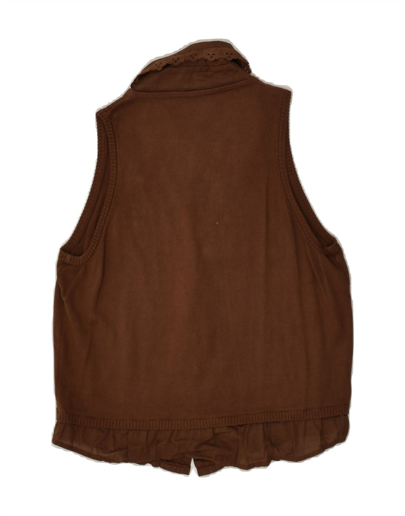 LES COPAINS Womens Sleeveless Cardigan Sweater UK 10 Small Brown | Vintage Les Copains | Thrift | Second-Hand Les Copains | Used Clothing | Messina Hembry 