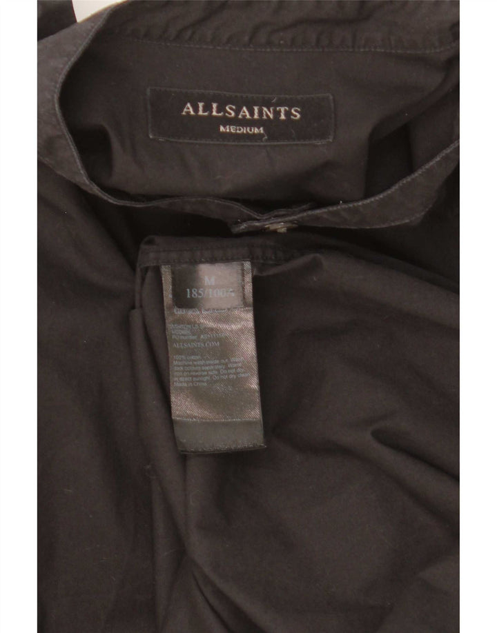 All Saints Mens Longline Shirt Medium Black Cotton