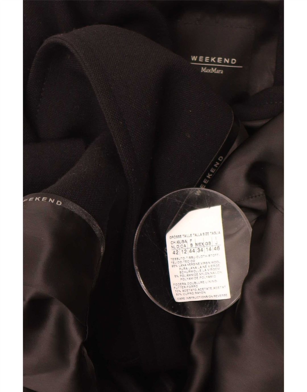Max Mara Womens Weekend Overcoat UK 14 Large Black Wool