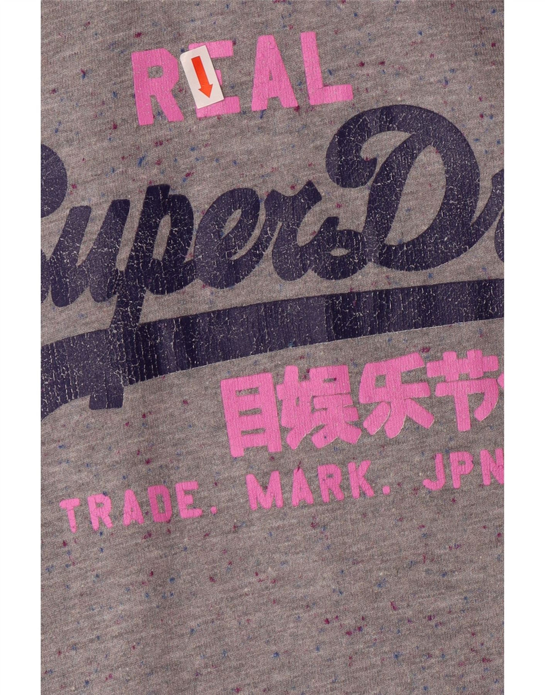 SUPERDRY Womens Graphic Hoodie Jumper UK 14 Medium Grey Flecked Polyester