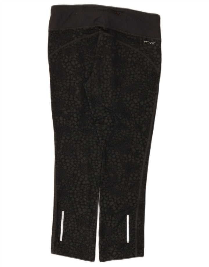 Nike Womens Dri Fit Capri Leggings UK 8 Small Black Geometric Polyester