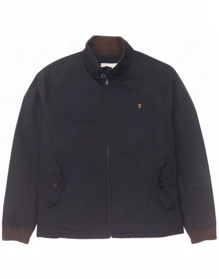 Farah Mens Bomber Jacket UK 40 Large Navy Blue Cotton