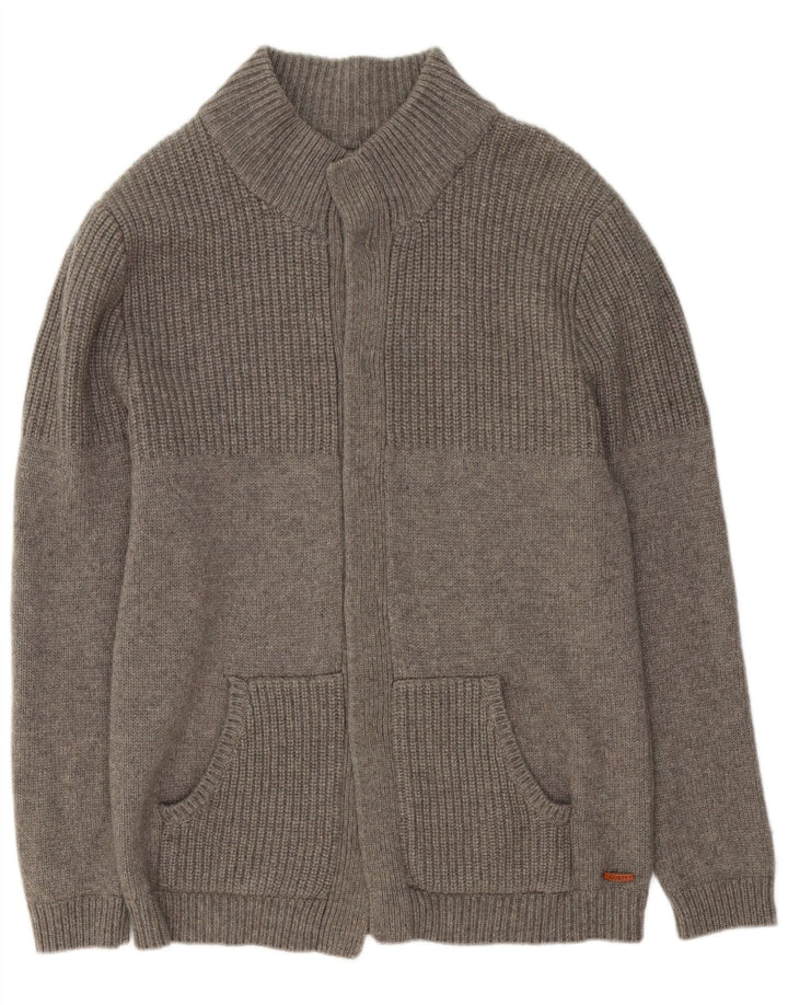 Guess Mens Cardigan Sweater XL Grey Wool