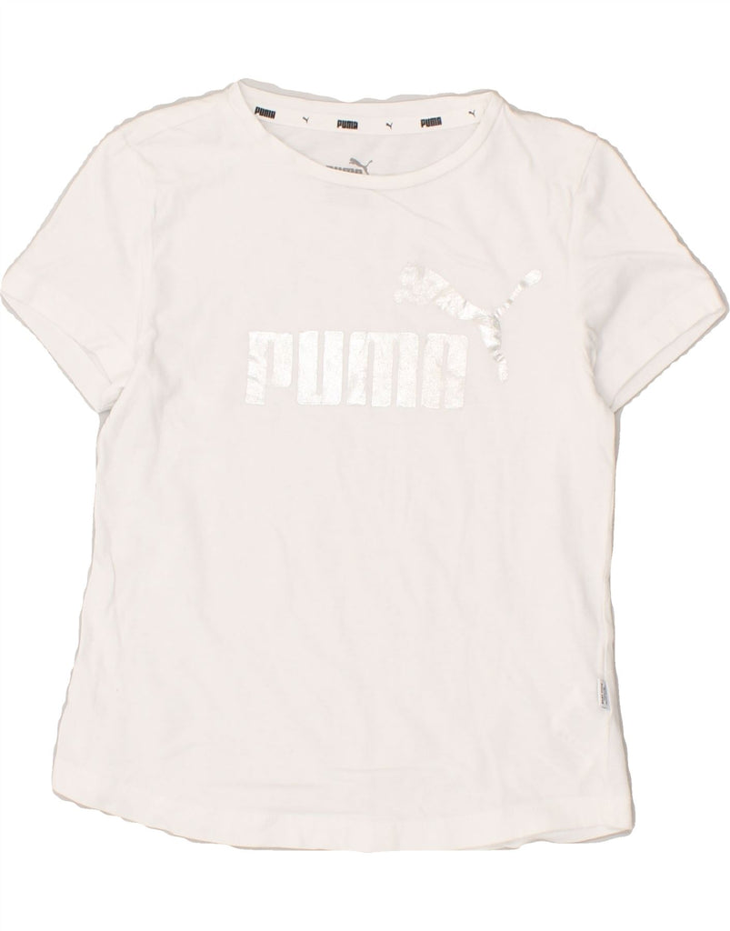 PUMA Girls Graphic T-Shirt Top 7-8 Years White Cotton Vintage Puma and Second-Hand Puma from Messina Hembry 