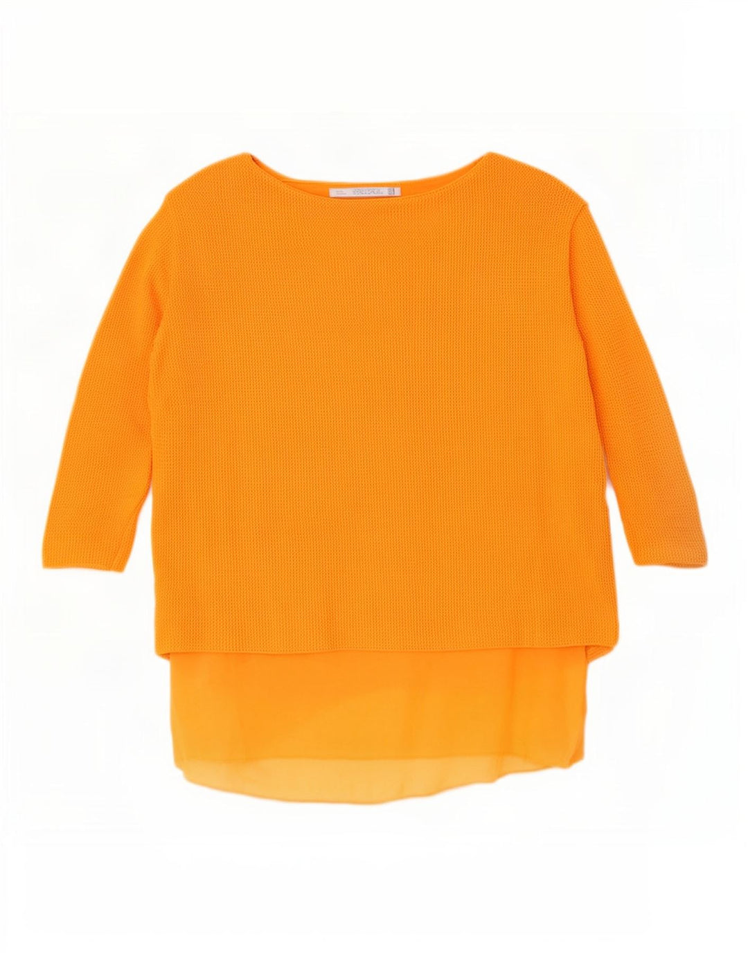 Zara Womens Top 3/4 Sleeve UK 10 Small Orange