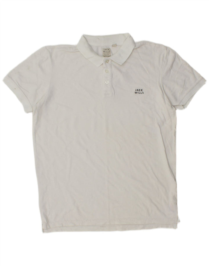 Jack Wills Mens Polo Shirt Medium White Cotton