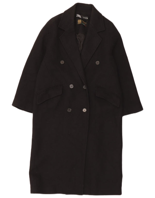 Zara Womens Oversized Double Breasted Coat UK 10 Small Black
