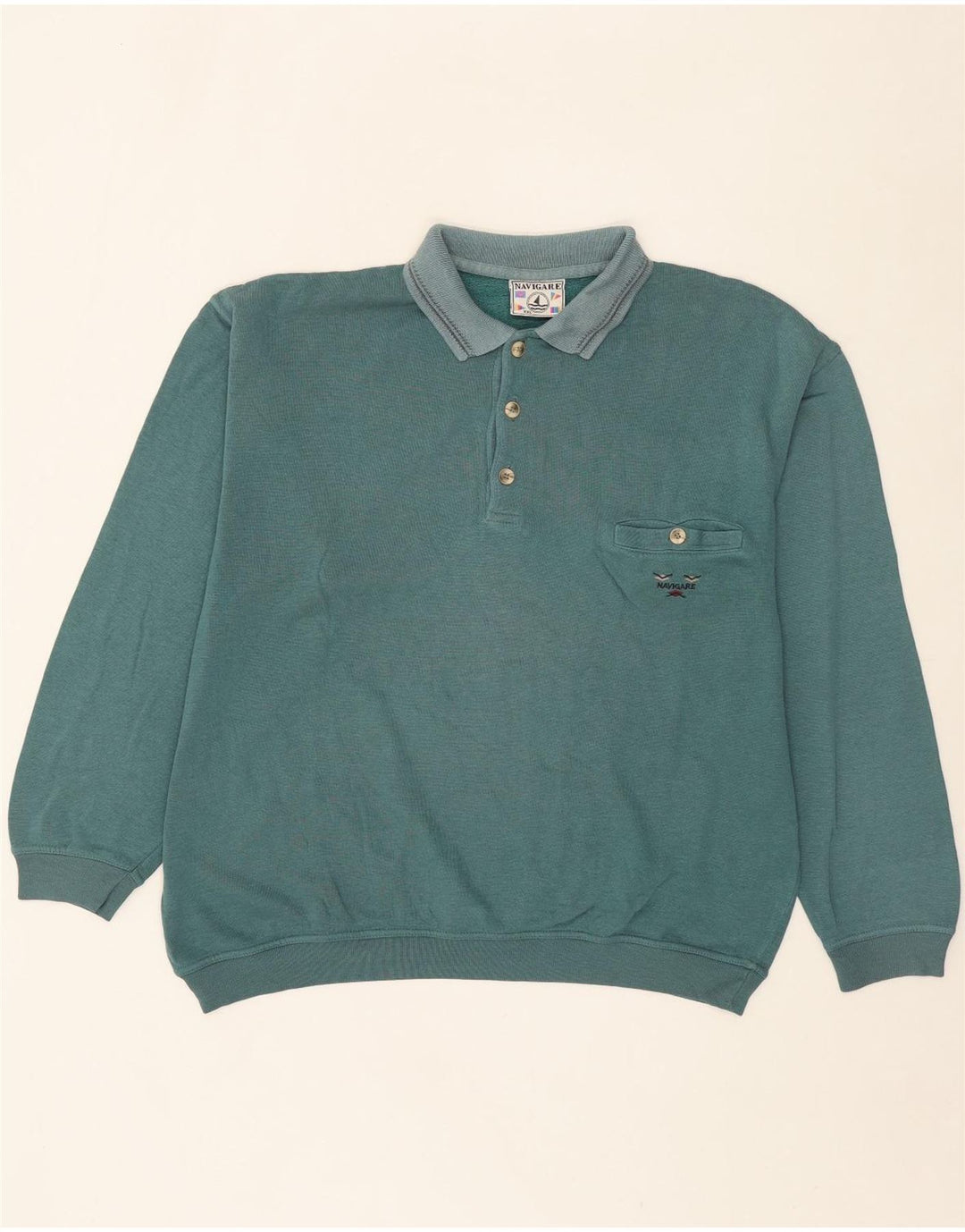 NAVIGARE Mens Polo Neck Sweatshirt Jumper 2XL Green Vintage Navigare and Second-Hand Navigare from Messina Hembry 