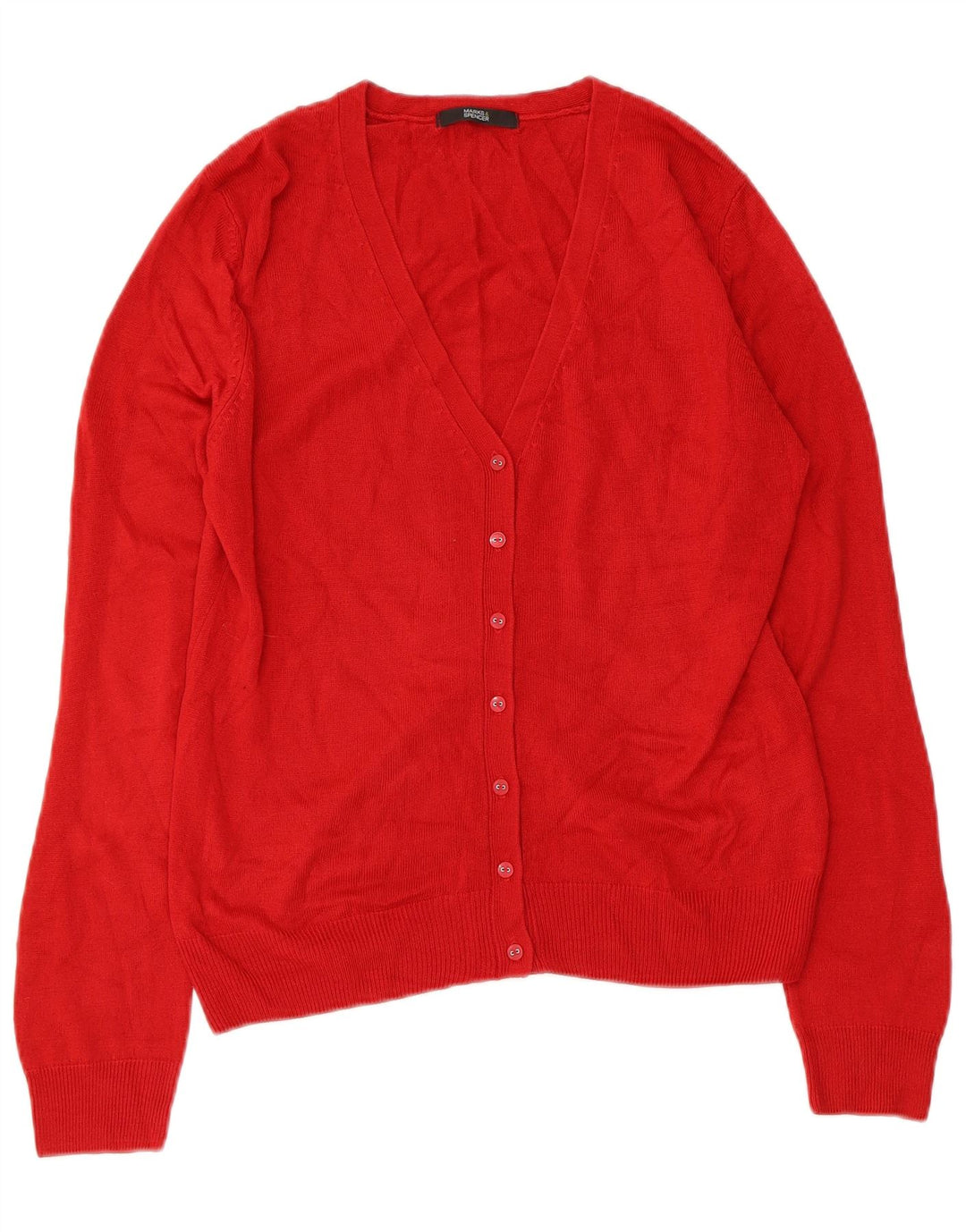 MARKS & SPENCER Womens Cardigan Sweater UK 12 Medium Red Acrylic