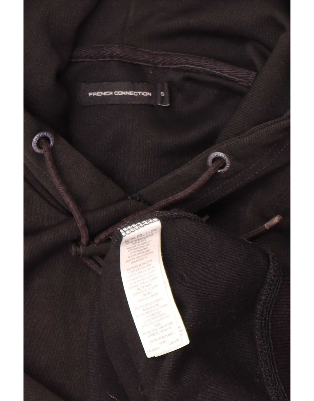 French Connection Mens Hoodie Jumper Small Black Polyester