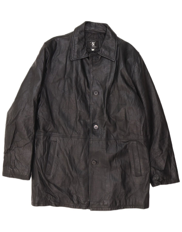 Lavorazione Artigiana Mens Leather Coat IT 52 XL Black