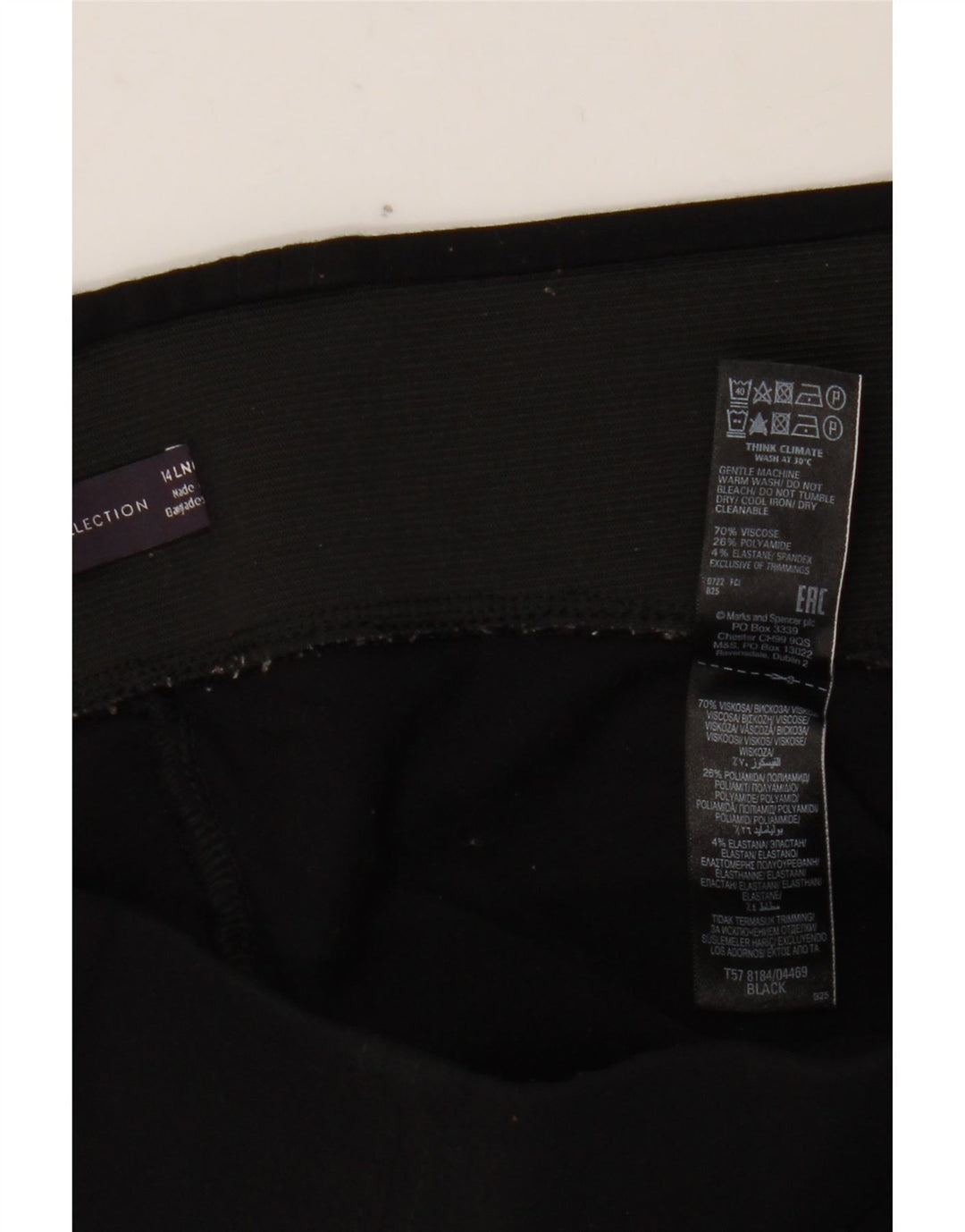 MARKS & SPENCER Womens Leggings UK 14 Large Black Viscose
