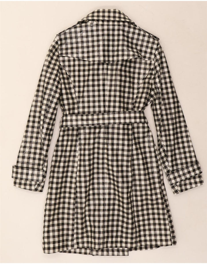 Vintage Womens Trench Coat UK 12 Medium Black Gingham