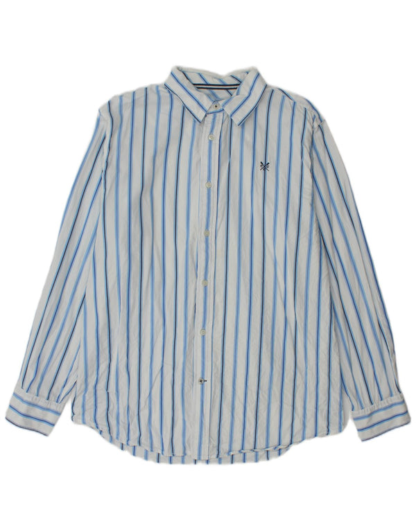 Crew Clothing Mens Classic Fit Shirt Large Blue Pinstripe Cotton