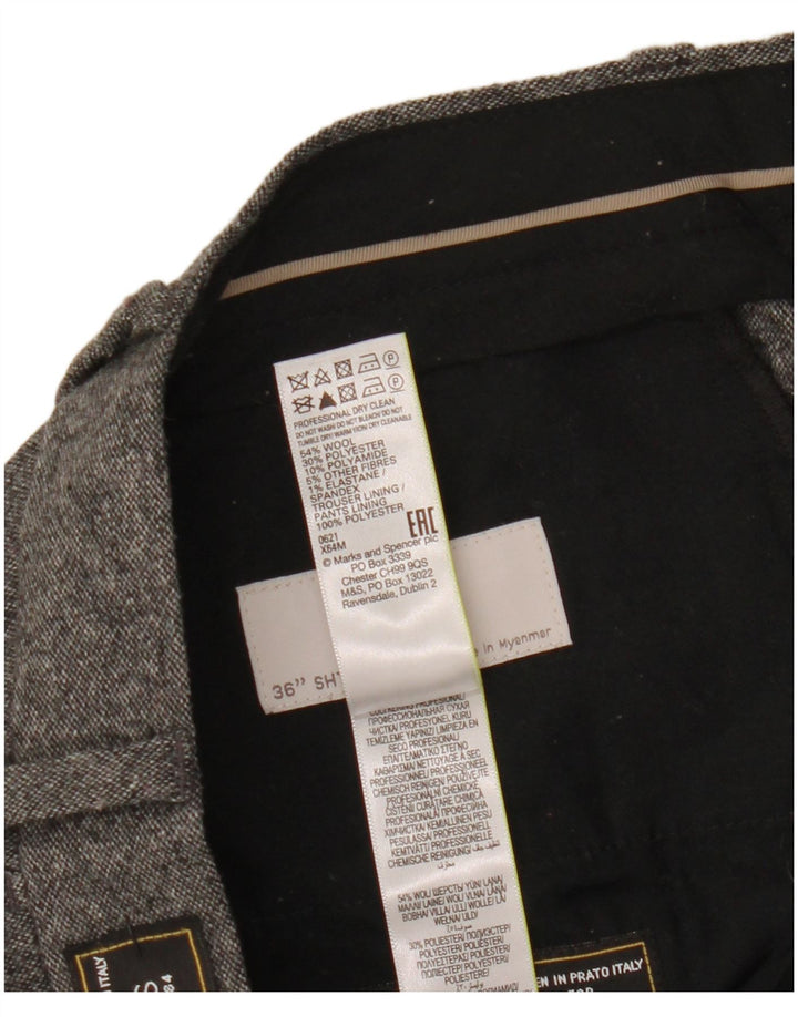 Marks & Spencer Mens Tailored Straight Suit Trousers W36 L29 Grey Flecked