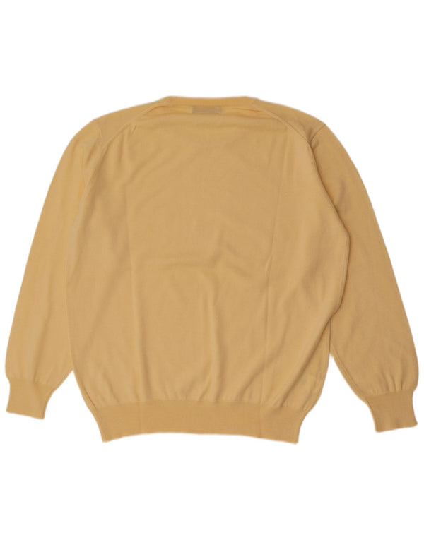 Il Granchio Mens Crew Neck Jumper Sweater Large Yellow Virgin Wool